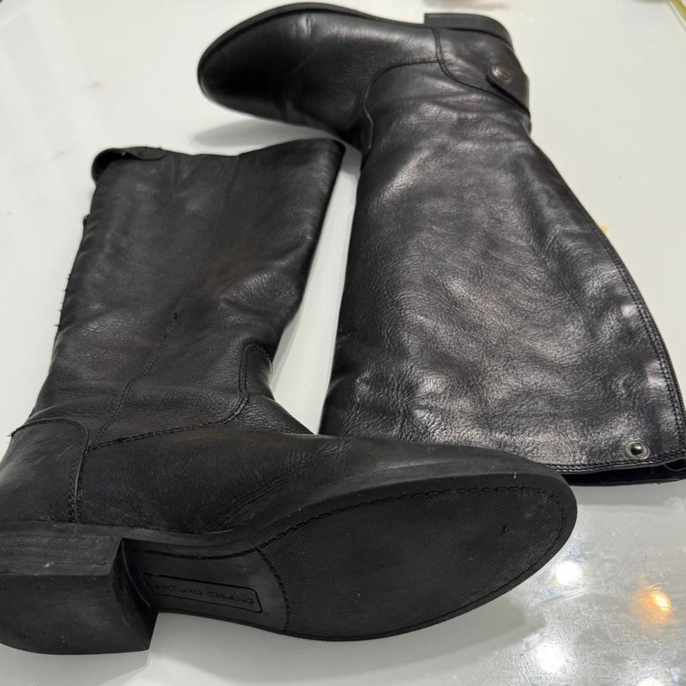 Arturo Chiang Black Leather Riding Boots – Size 8.5‎